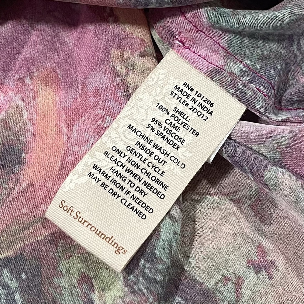 Soft Surroundings Women's Blouse Chiffon Floral Flowy Artsy Lightweight L Pink - Picture 3 of 7